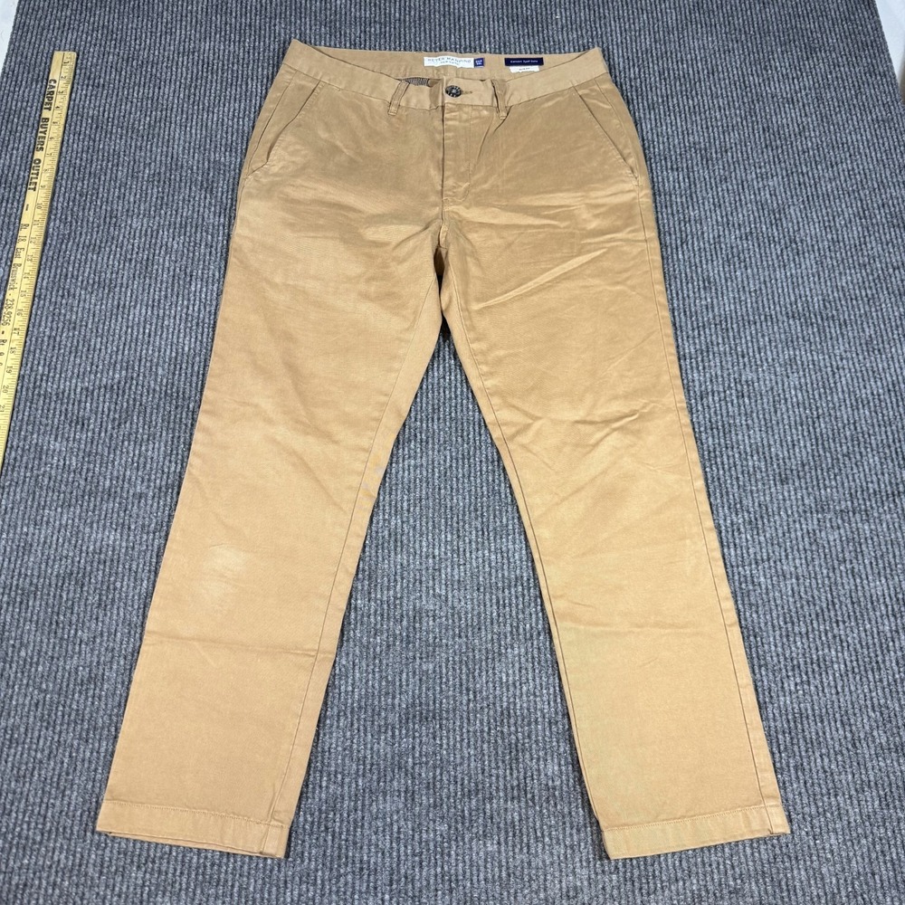 Peter Manning New York NYC Chino Pants Mens 34x28 Khaki Straight‎ Leg Tan Beige